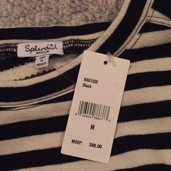 Splendid black cream stripe top - Picture 3 of 4